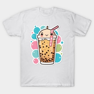 Cute Bubble Tea Cartoon Boba Drawing T-Shirt
